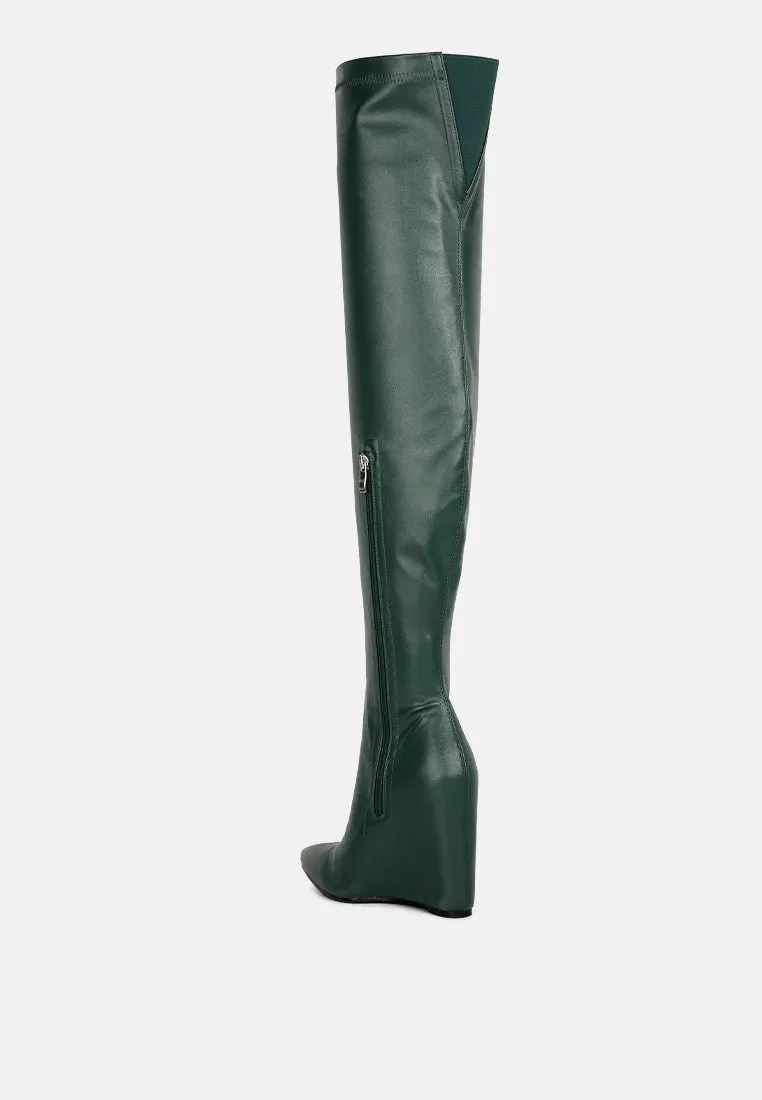 Wedge heel knee-high boots